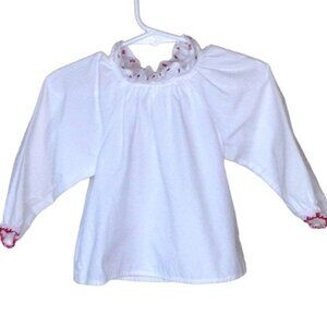 Jacadi Paris Top Smocked Neckline Embroidered Long Sleeve 12M